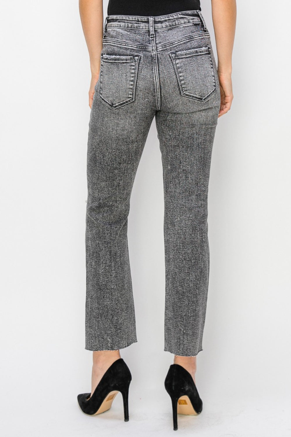 RISEN High Waist Distressed Straight Jeans - The Boutie Shop