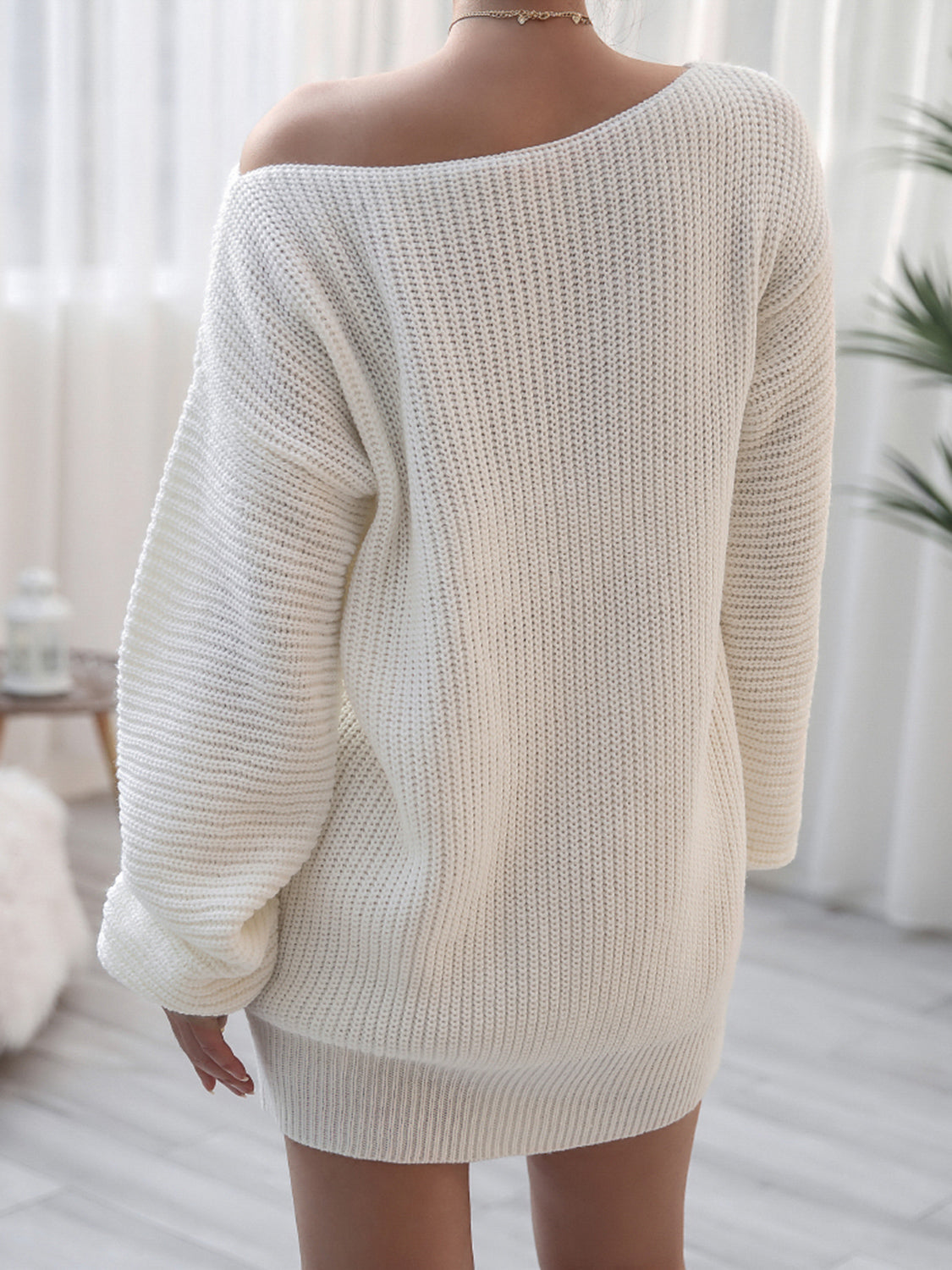 Rib-Knit Mini Sweater Dress - The Boutie Shop