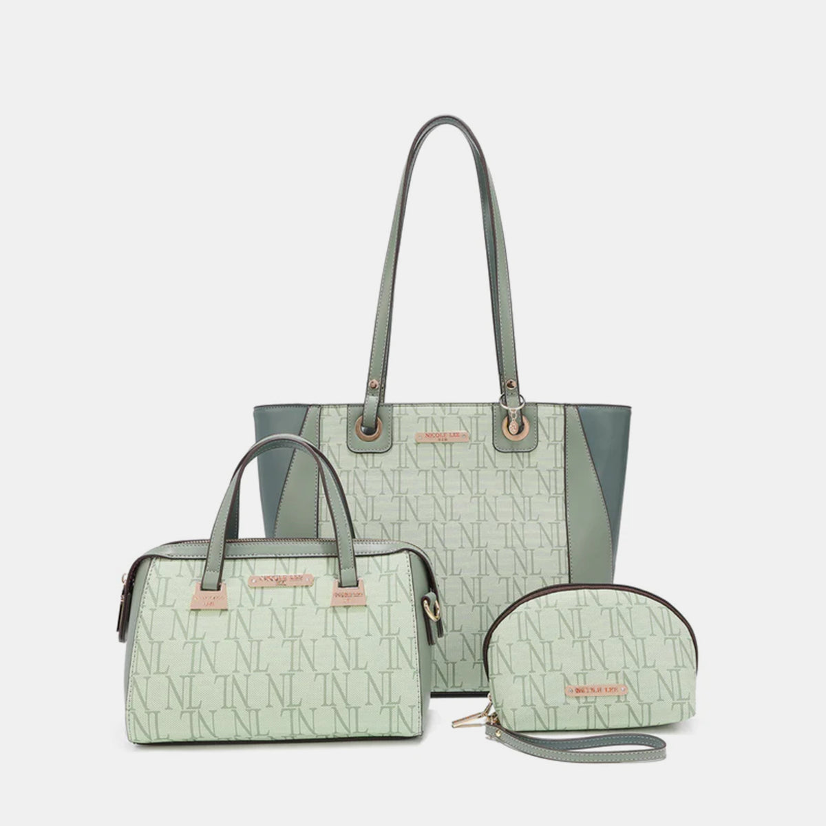 Nicole Lee USA 3-Piece Letter Print Texture Handbag Set - The Boutie Shop