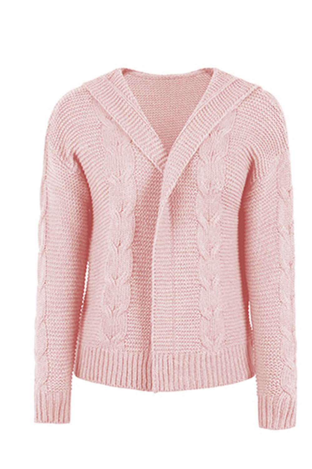 Cable-Knit Dropped Shoulder Hooded Cardigan - The Boutie Shop