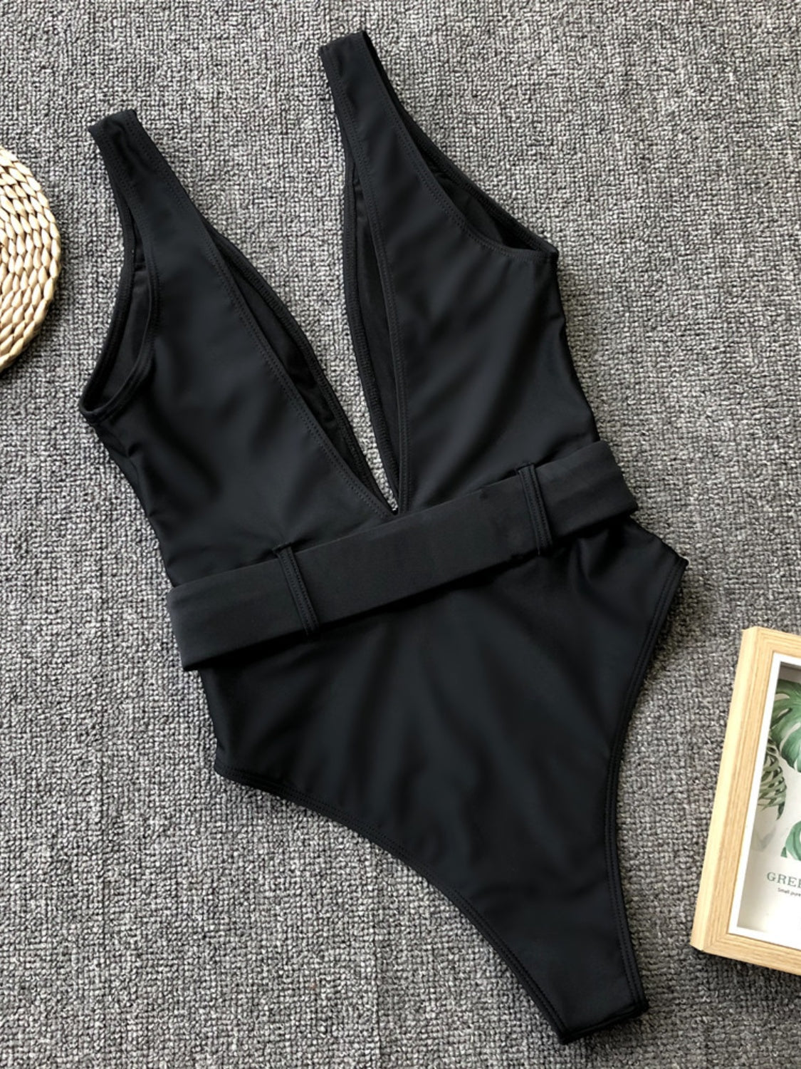 Plunge Wide Strap Sleeveless One-Piece Swimwear - The Boutie Shop