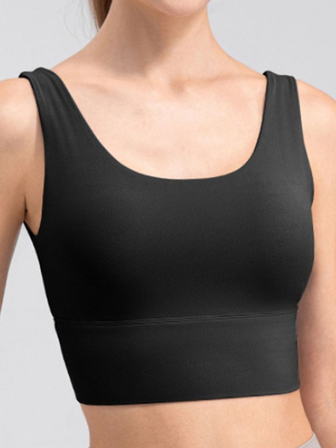 Scoop Neck Wide Strap Active Tank - The Boutie Shop