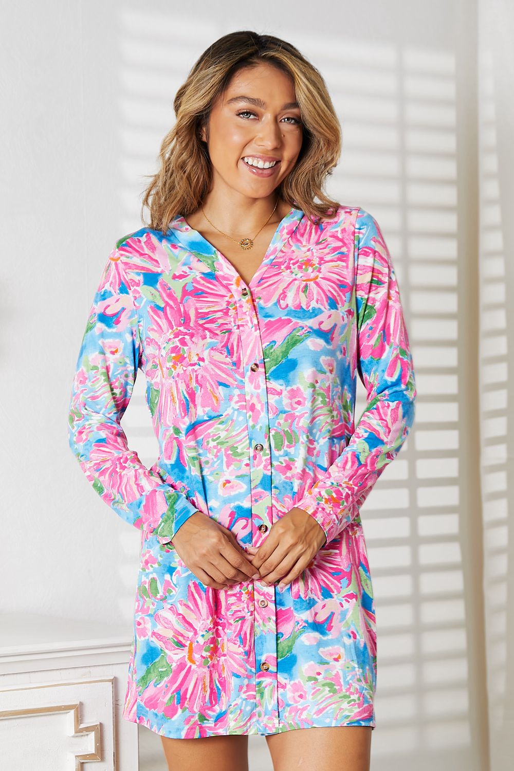 Double Take Floral Open Front Long Sleeve Cardigan - The Boutie Shop