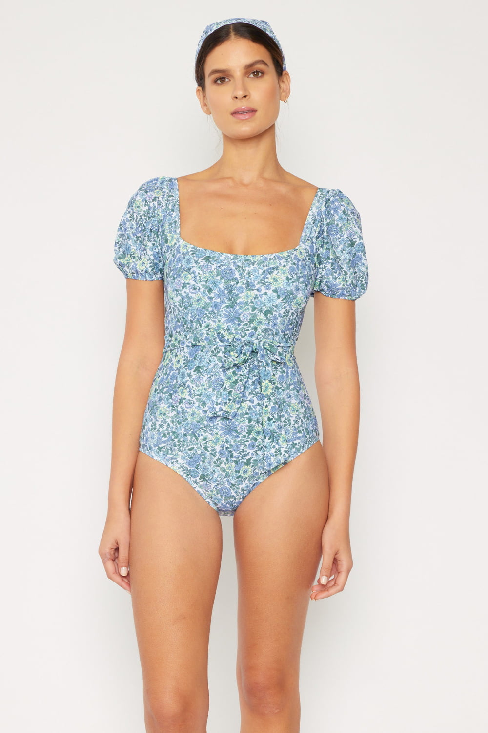 Marina West Swim Salty Air Puff Sleeve One-Piece in Blue - The Boutie Shop