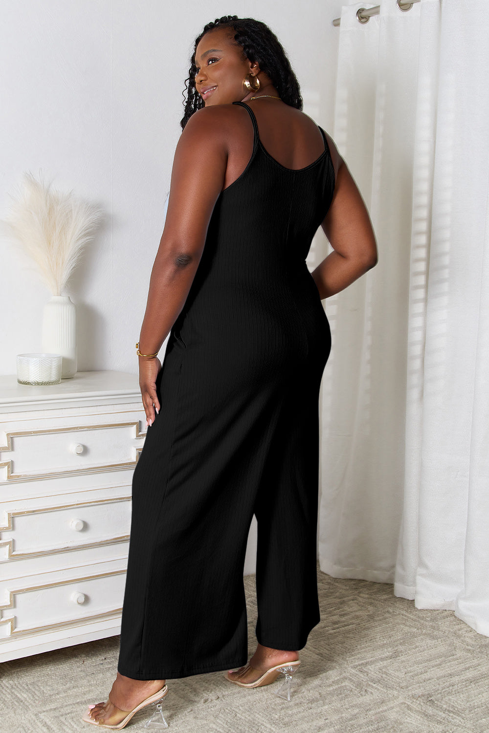 Basic Bae Full Size Spaghetti Strap V-Neck Jumpsuit - The Boutie Shop