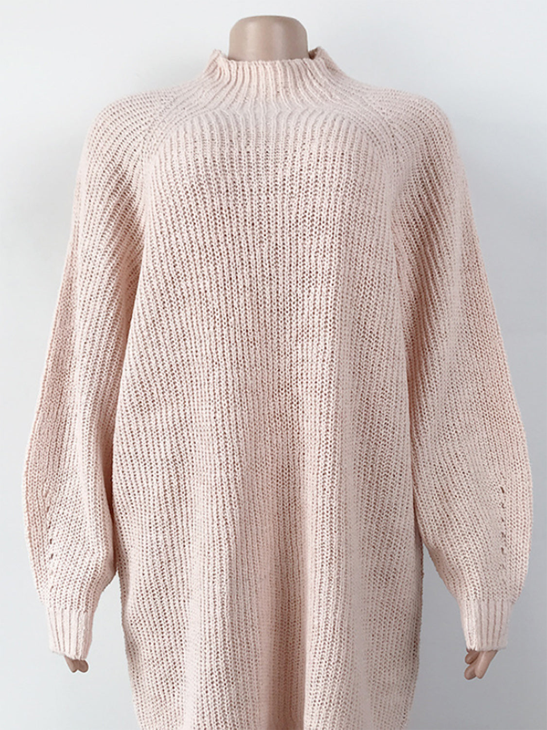 Mock Neck Dropped Shoulder Sweater Dress - The Boutie Shop