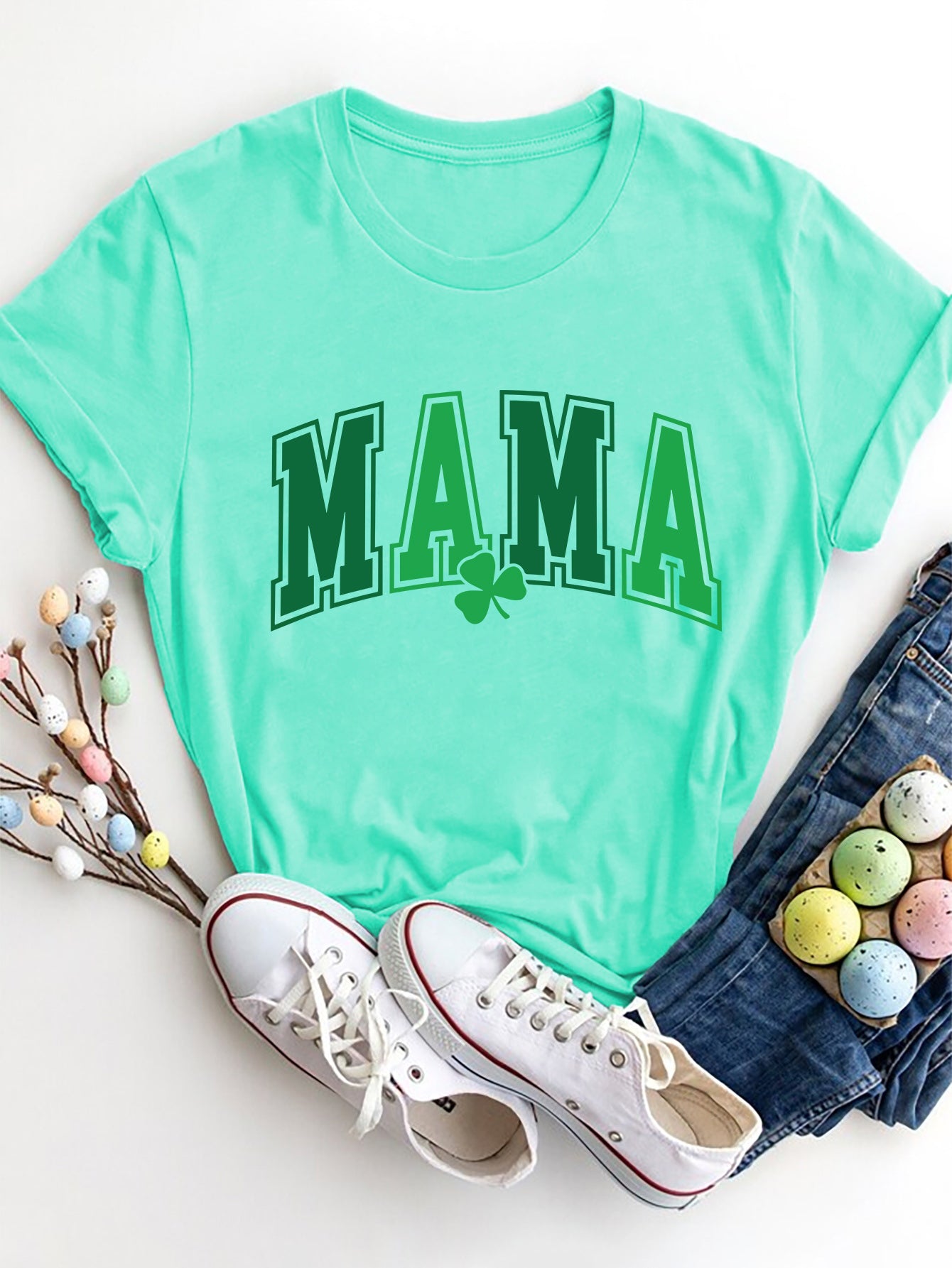 MAMA Round Neck Short Sleeve T-Shirt - The Boutie Shop