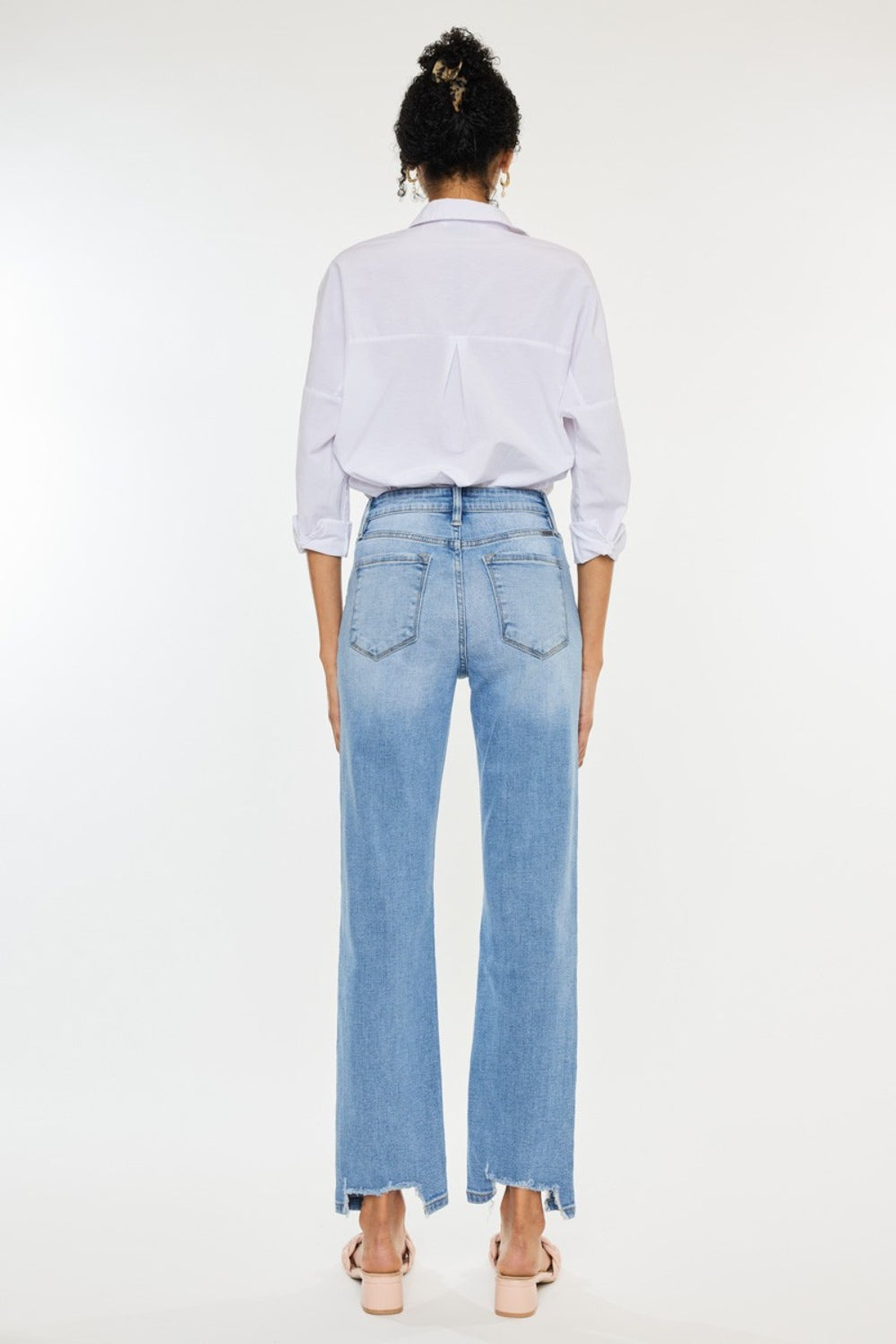 Kancan High Waist Raw Hem Straight Jeans - The Boutie Shop