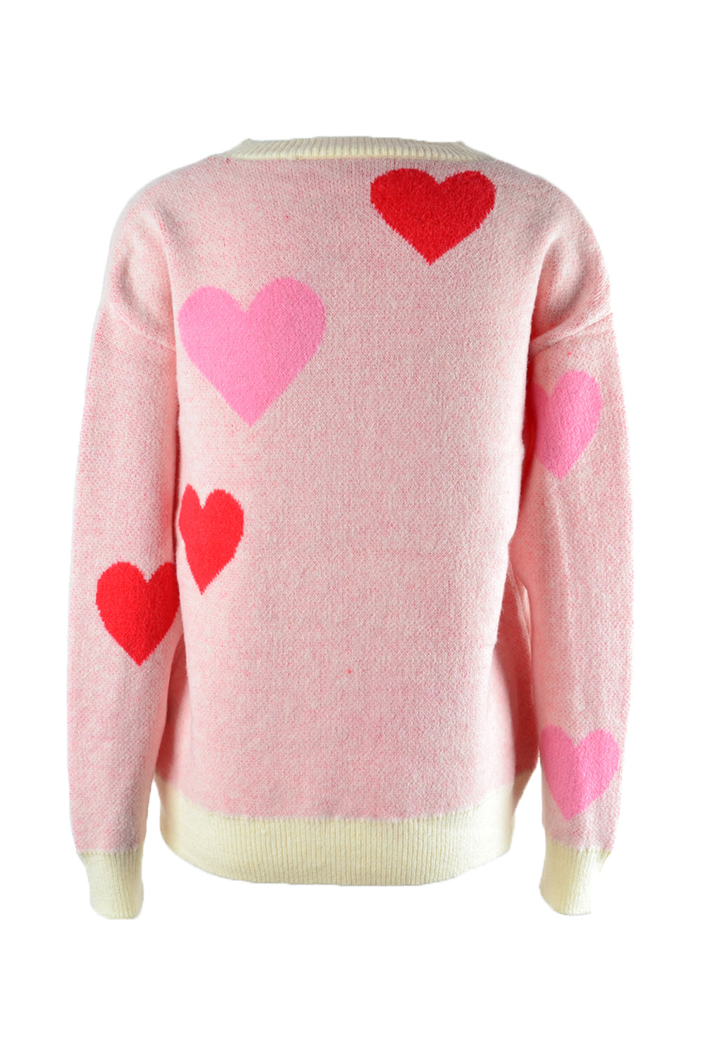 Angel Wings Heart Round Neck Droppped Shoulder Sweater - The Boutie Shop