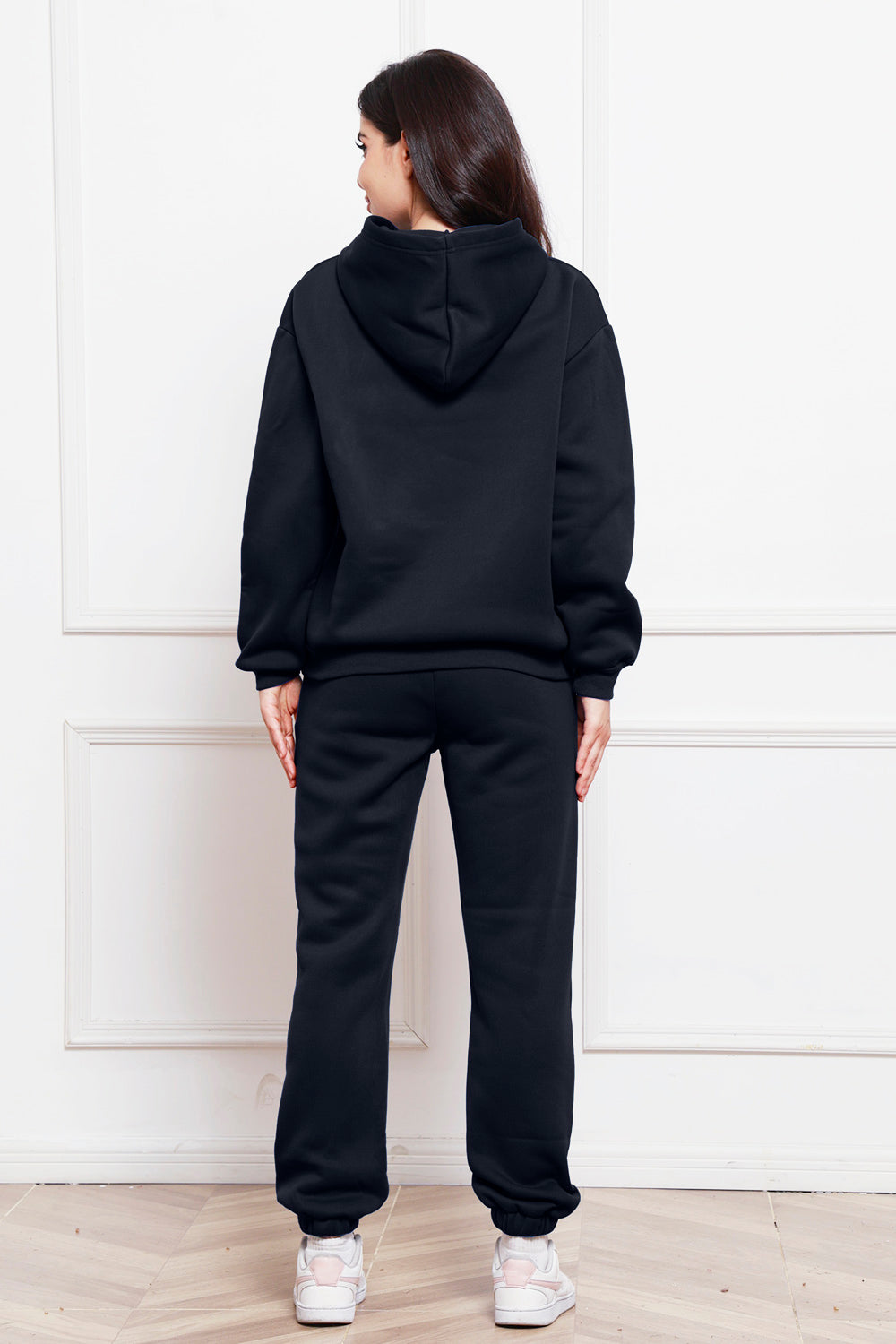 Drop Shoulder Long Sleeve Hoodie and Pants Set - The Boutie Shop