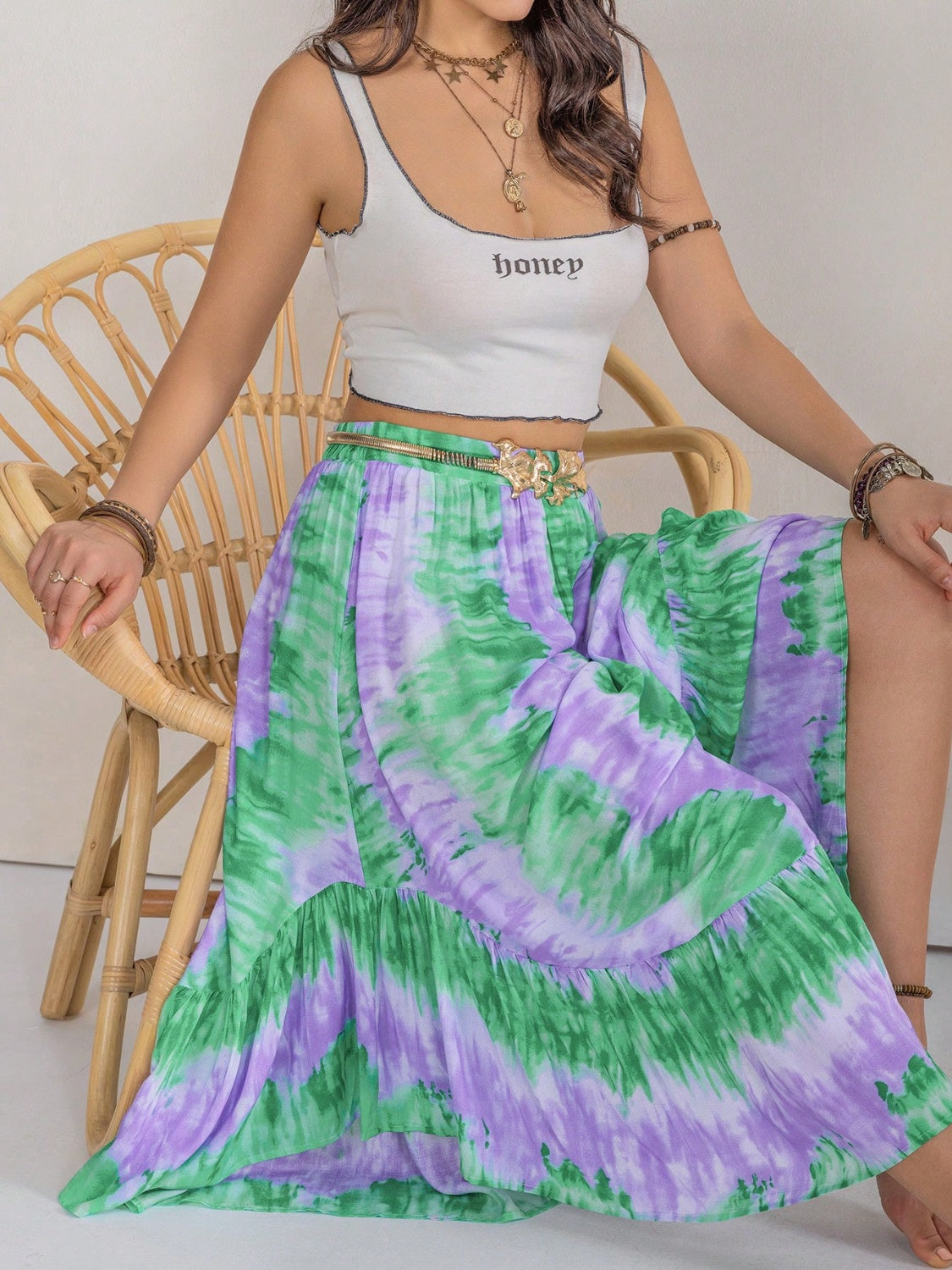 Tie-Dye Ruffle Hem Skirt - The Boutie Shop