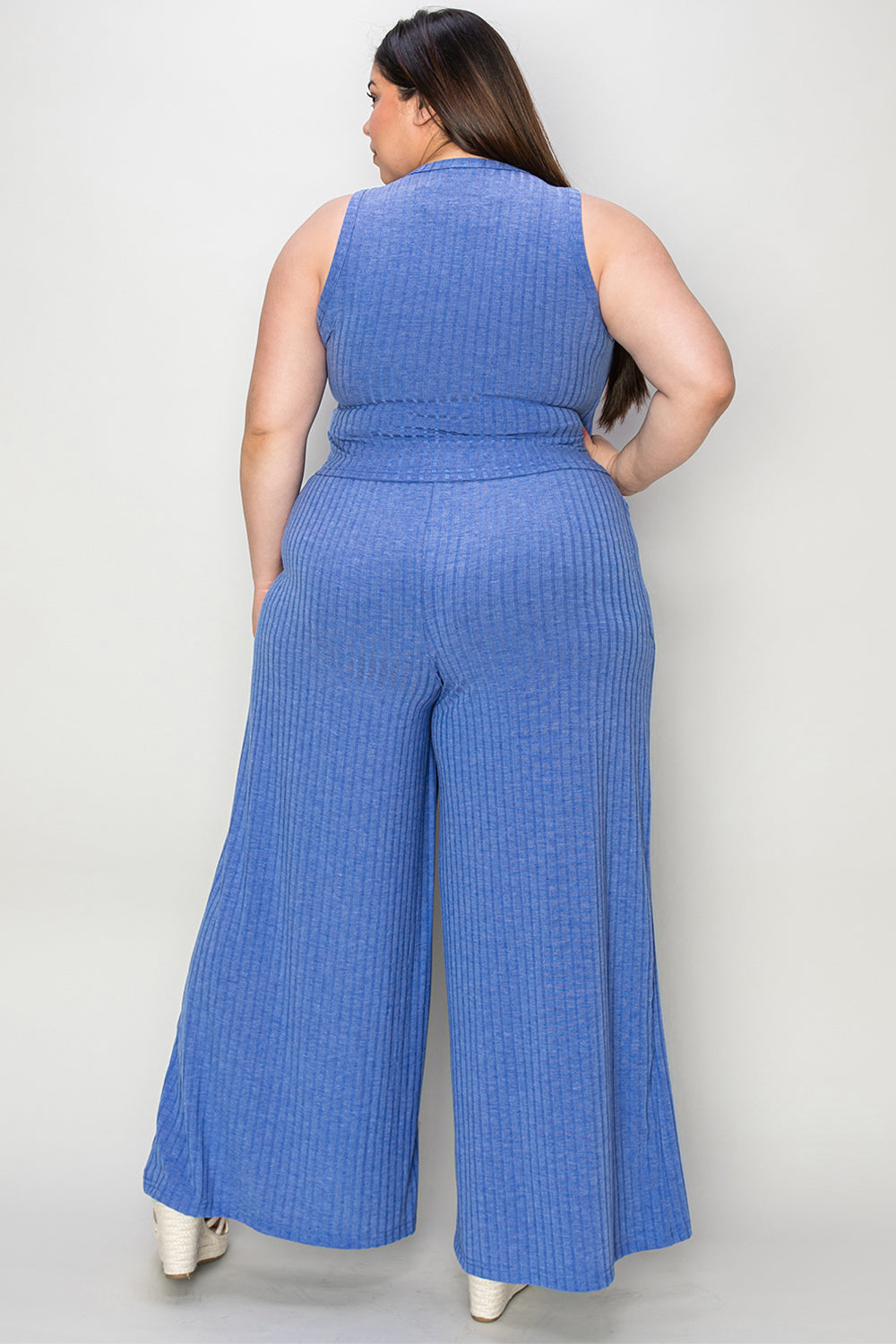 Basic Bae Full Size Ribbed Tank and Wide Leg Pants Set - The Boutie Shop