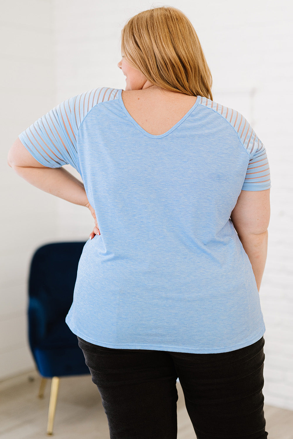 Plus Size V-Neck Raglan Sleeve Tee - The Boutie Shop