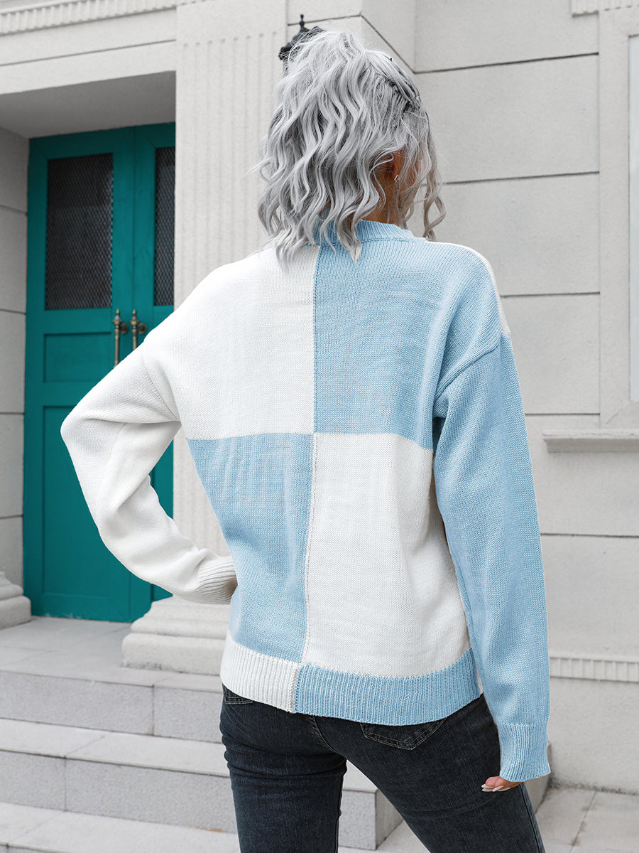 Contrast Drop Shoulder Sweater - The Boutie Shop