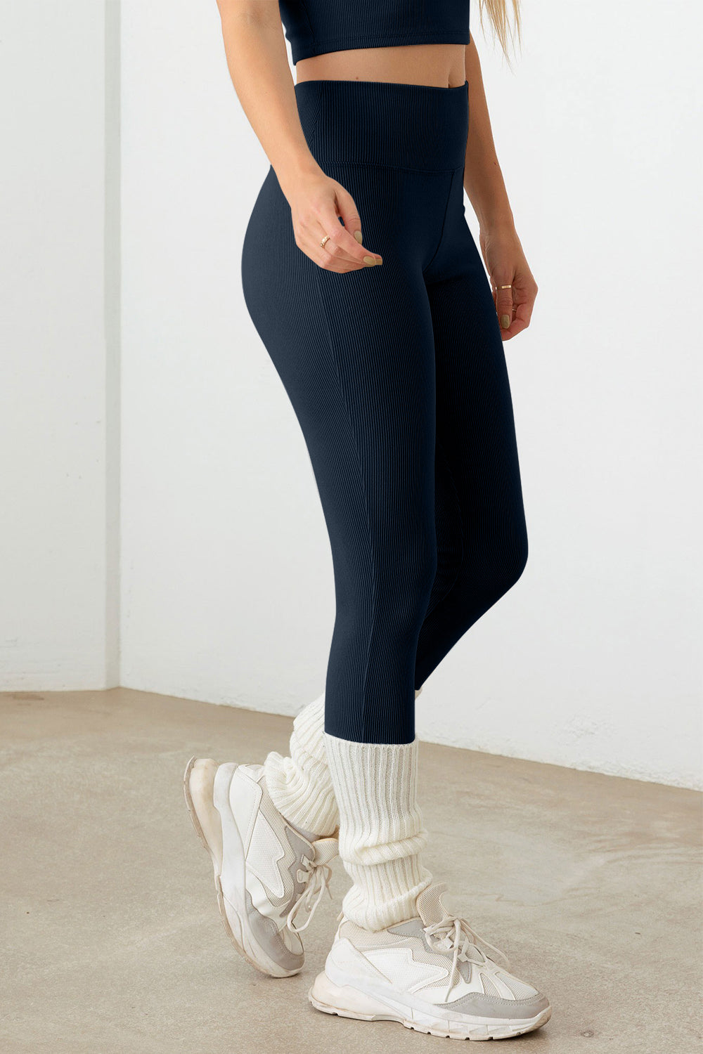 Le Lis Ribbed Crop Cami and High Waist Brushed Leggings Set - The Boutie Shop