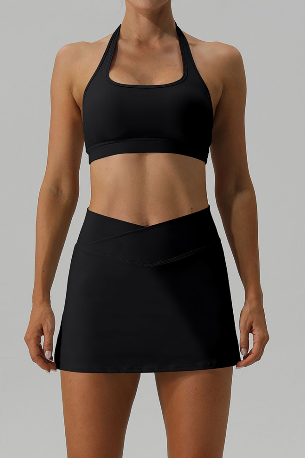 Halter Neck Tank and Slit Skirt Active Set - The Boutie Shop