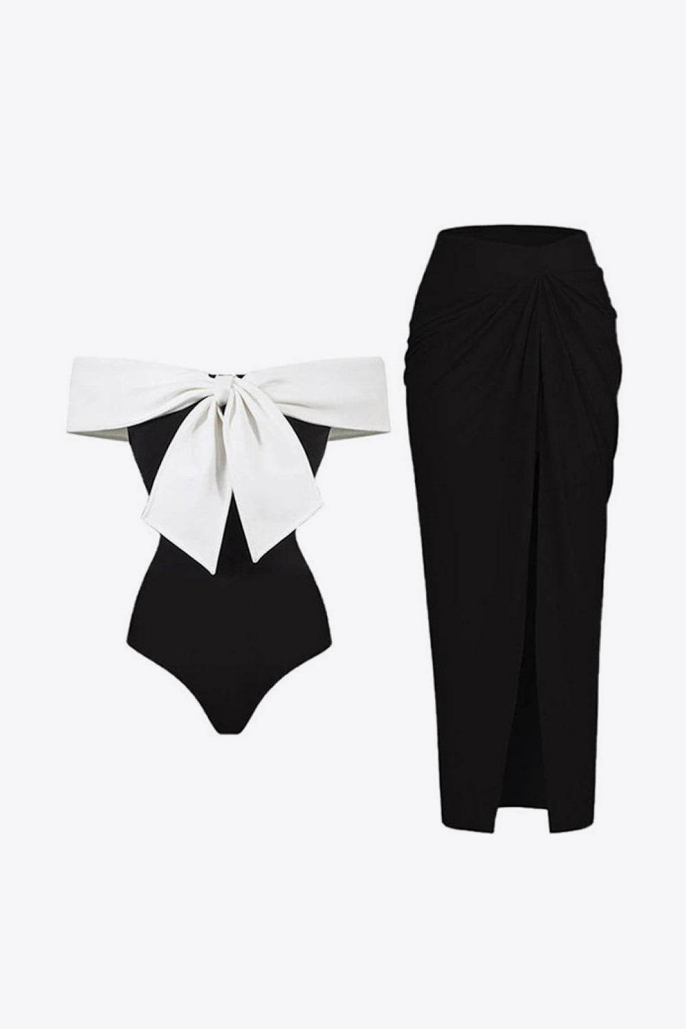 Contrast Bow Detail Two-Piece Swim Set - The Boutie Shop