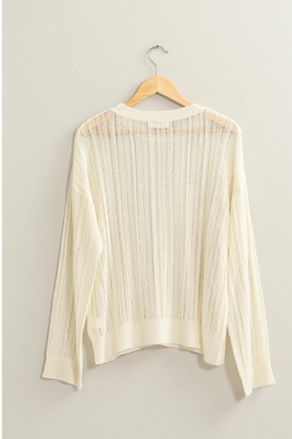 HYFVE Openwork Ribbed Trim Long Sleeve Knit Top - The Boutie Shop