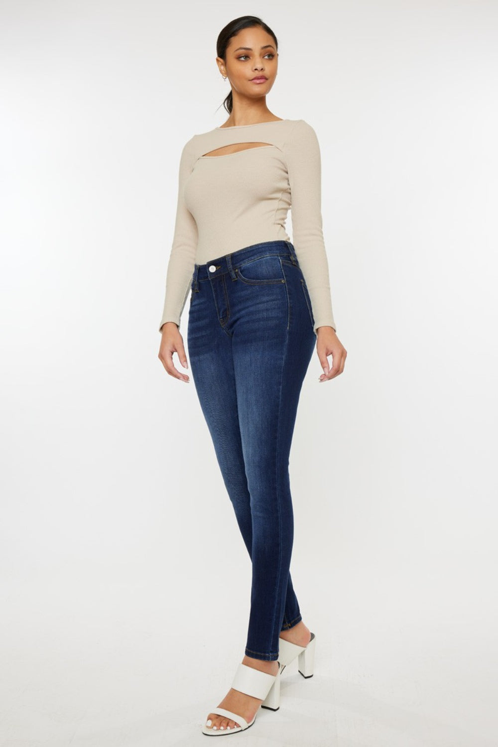 Kancan Mid Rise Gradient Skinny Jeans - The Boutie Shop