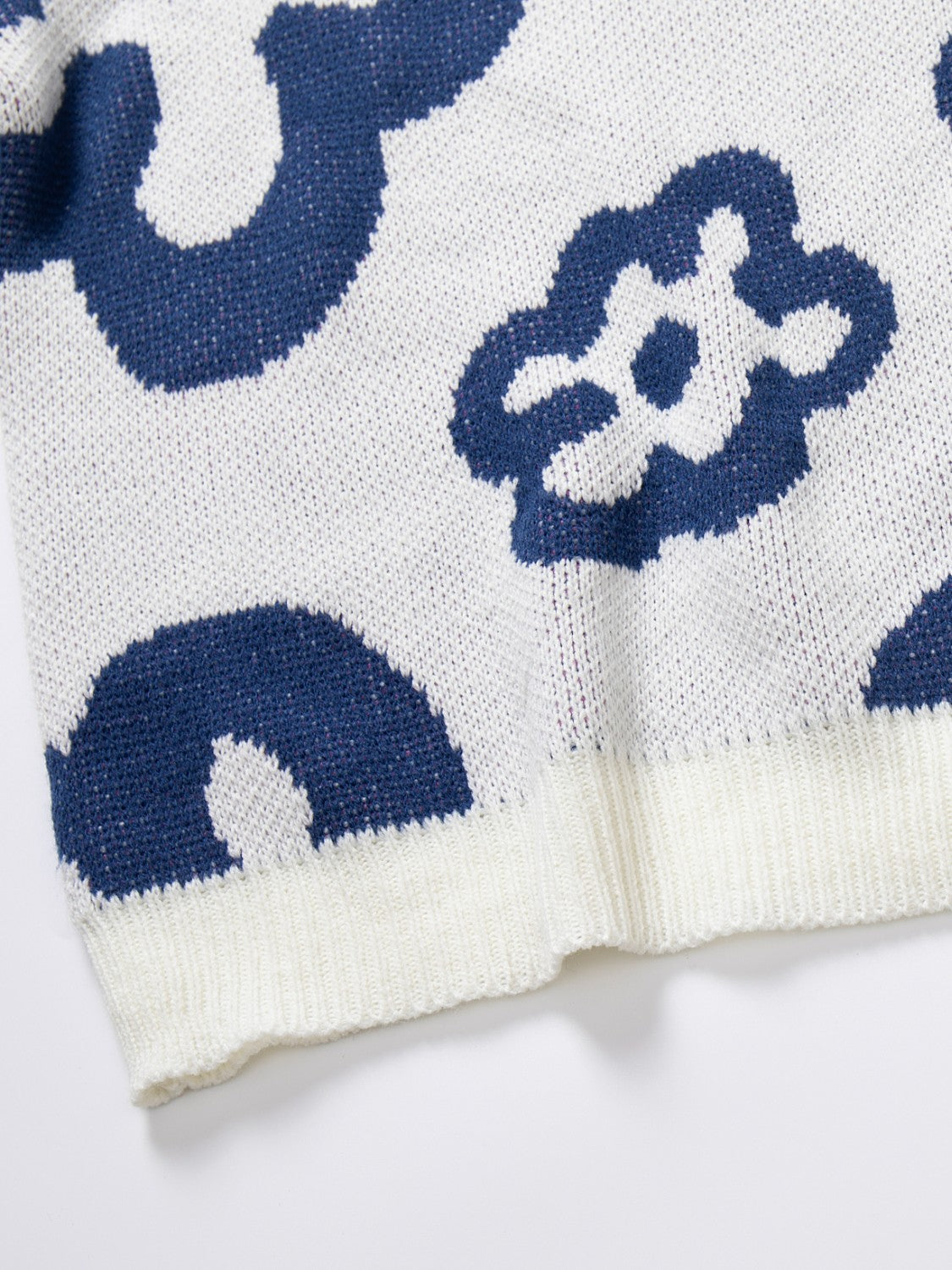 Flower Pattern Round Neck Long Sleeve Sweater - The Boutie Shop