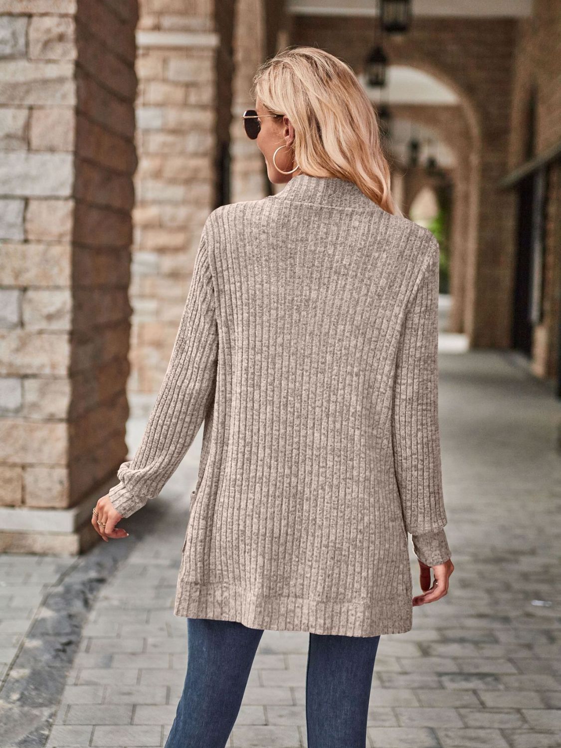 Open Front Cardigan with Pockets - The Boutie Shop