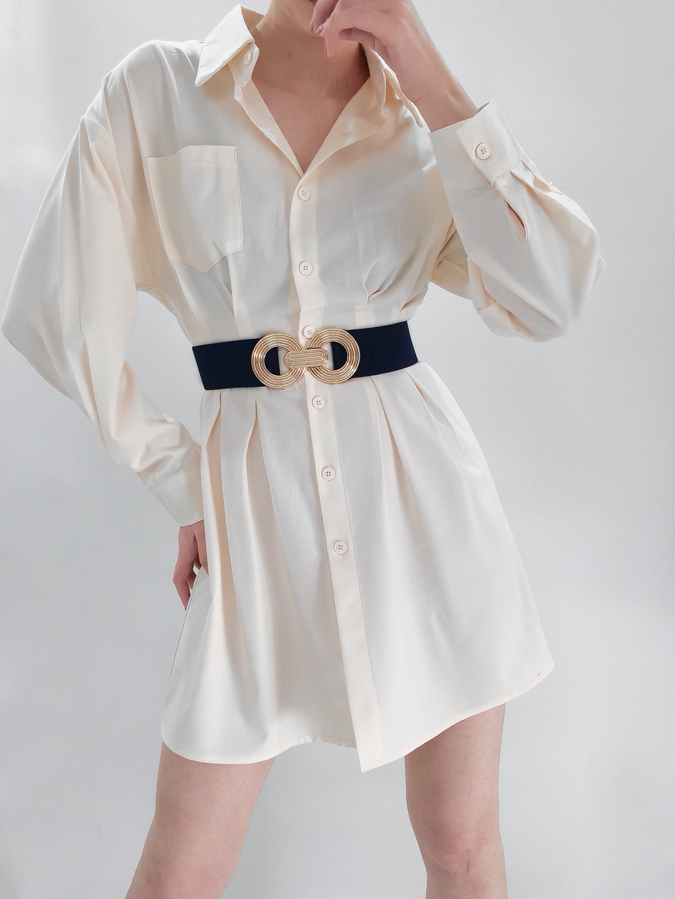 Geometric Buckle Elastic Wide Belt - The Boutie Shop