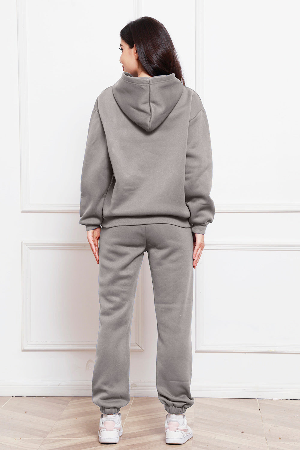 Drop Shoulder Long Sleeve Hoodie and Pants Set - The Boutie Shop