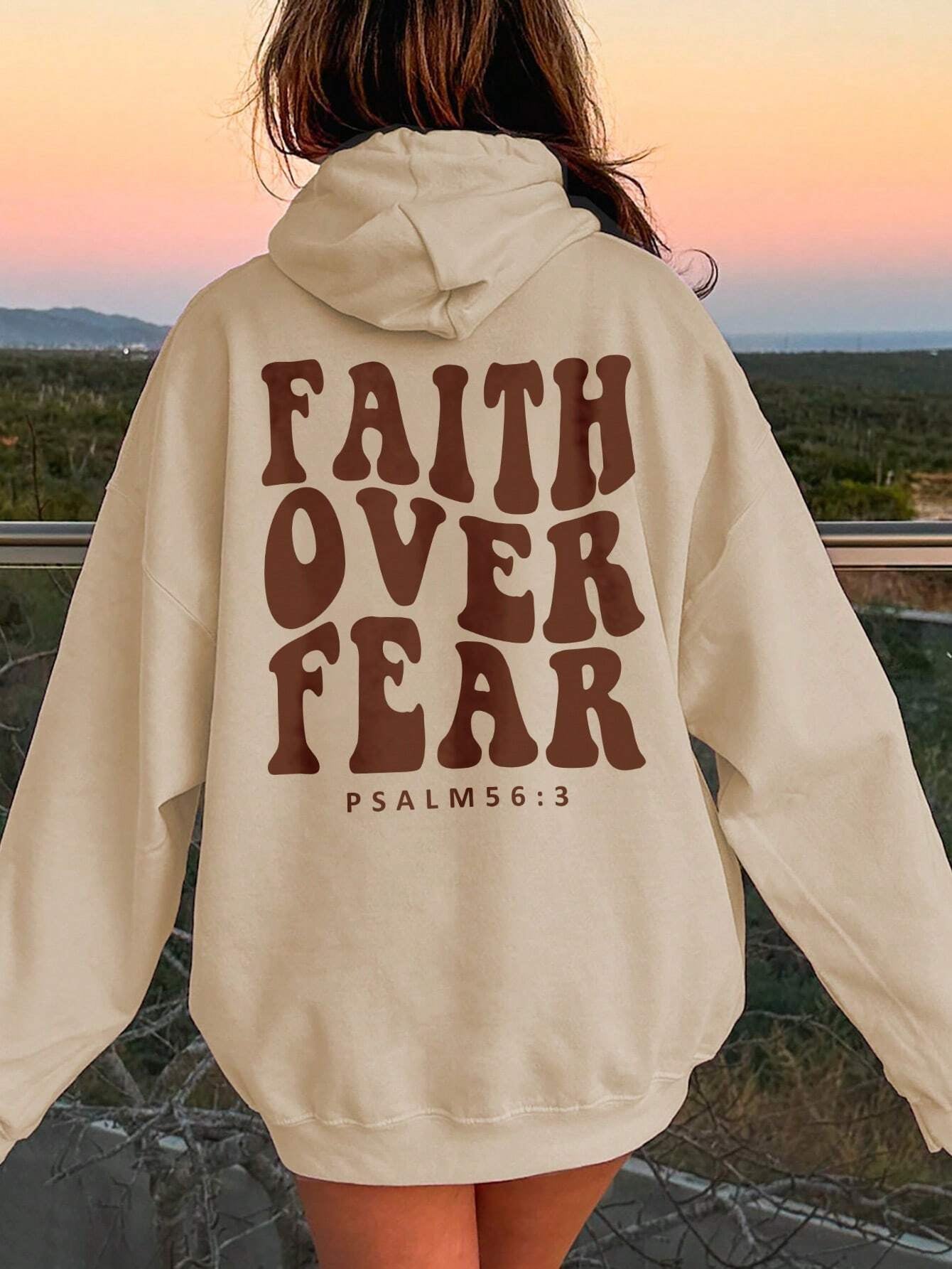 FAITH OVER FEAR Dropped Shoulder Hoodie - The Boutie Shop