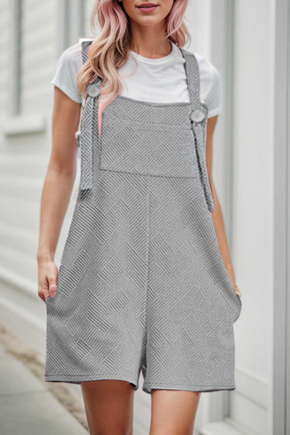 Textured Overall with Pockets - The Boutie Shop