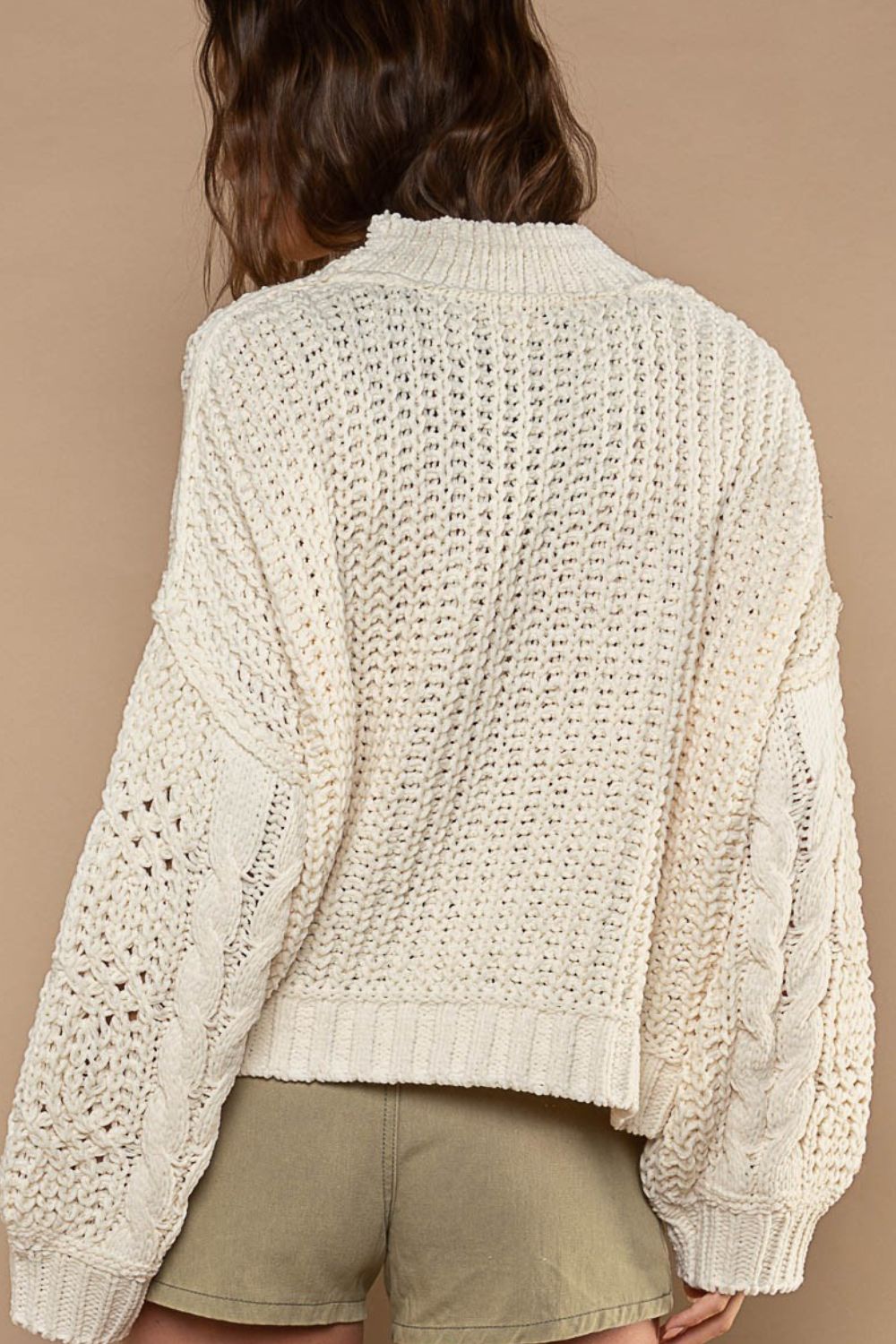 POL Mock Neck Cable Knit Sweater - The Boutie Shop