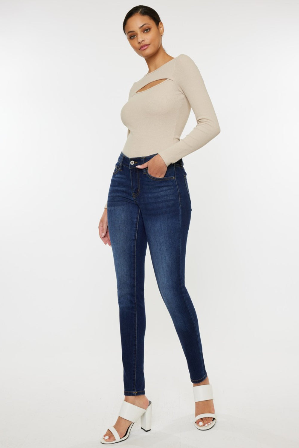 Kancan Mid Rise Gradient Skinny Jeans - The Boutie Shop