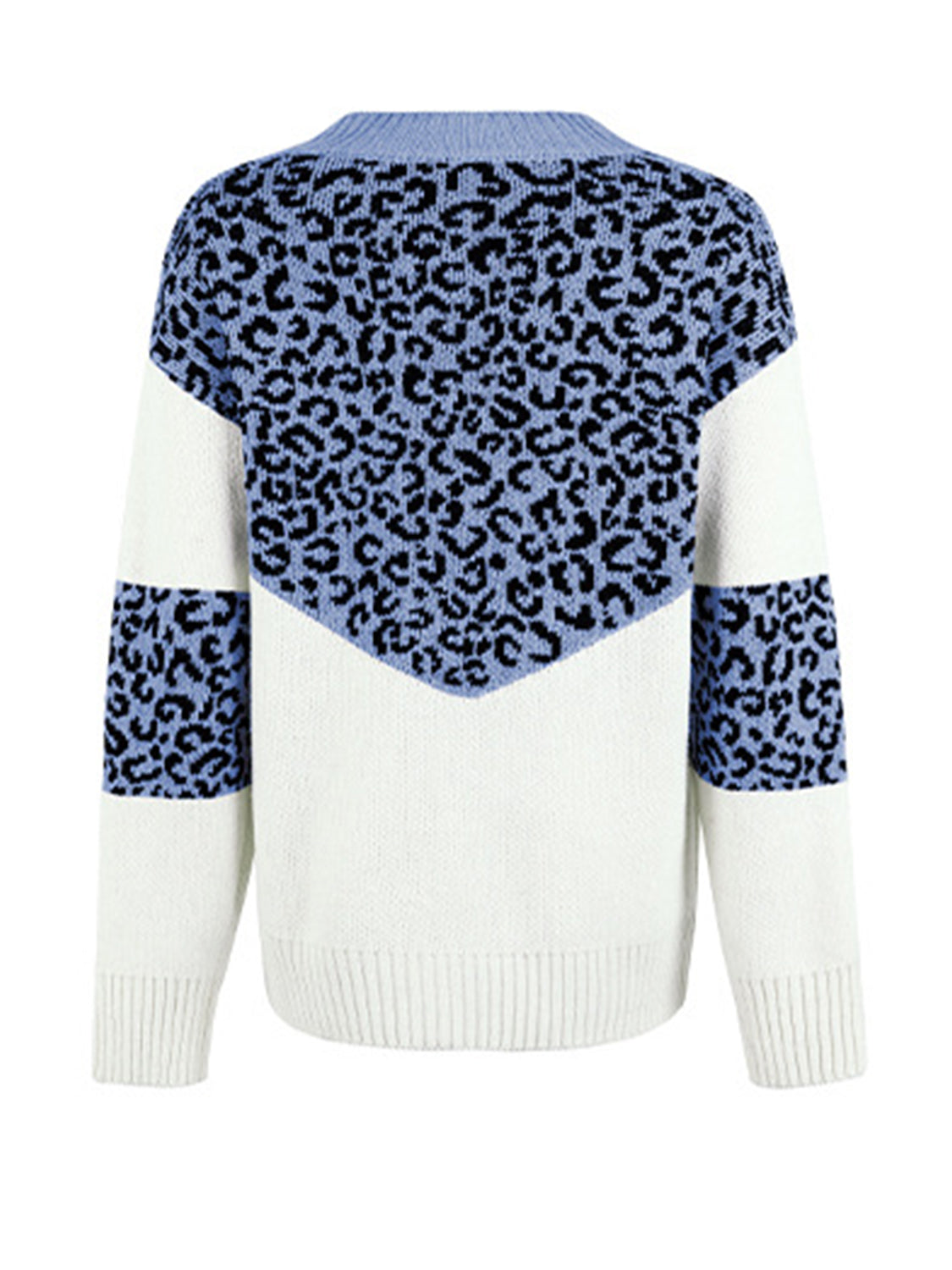 Leopard V-Neck Dropped Shoulder Sweater - The Boutie Shop