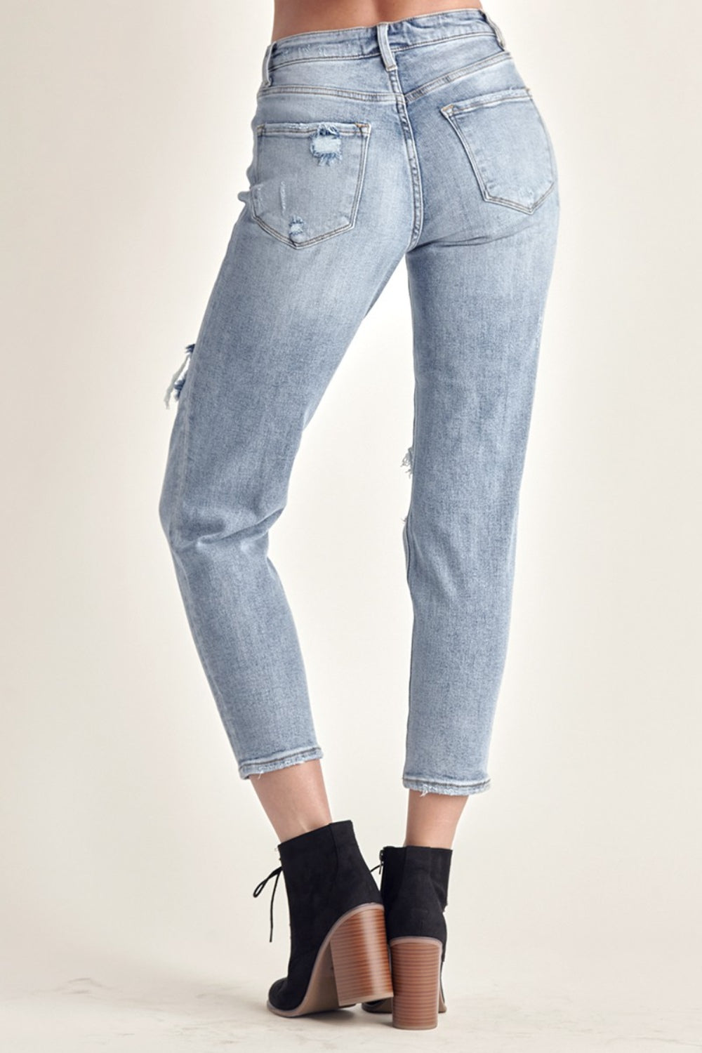 RISEN Distressed Slim Cropped Jeans - The Boutie Shop