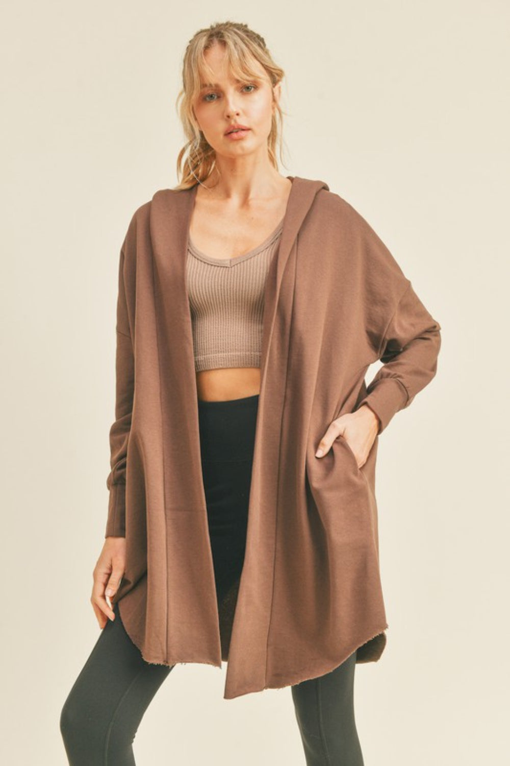 Kimberly C Open Front Longline Hooded Cardigan - The Boutie Shop