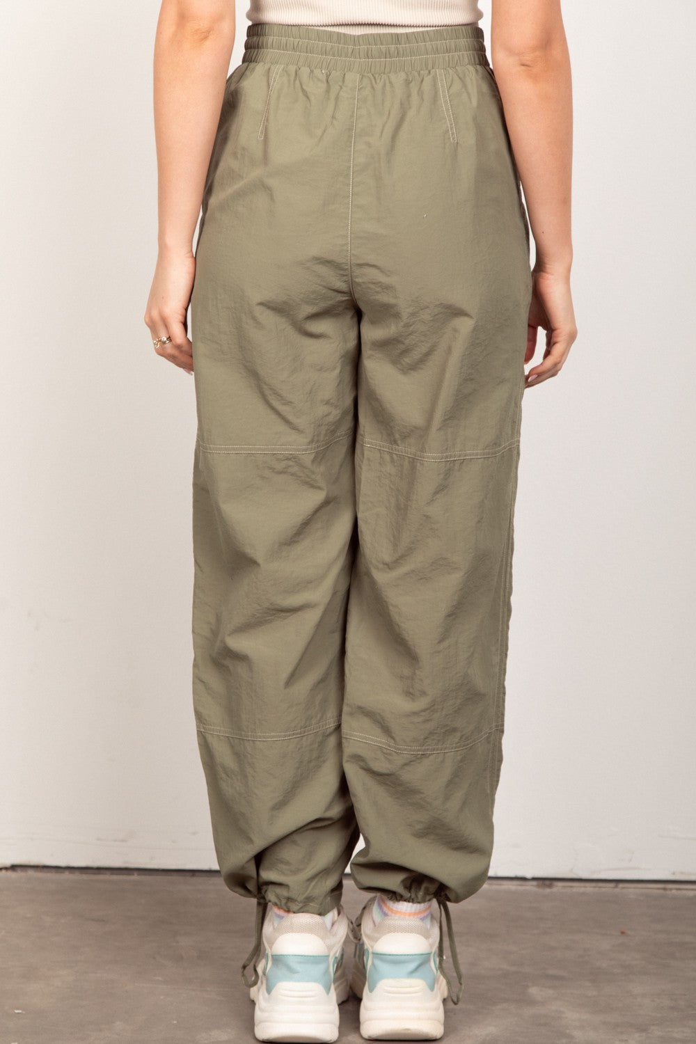 VERY J Drawstring Woven Parachute Joggers - The Boutie Shop