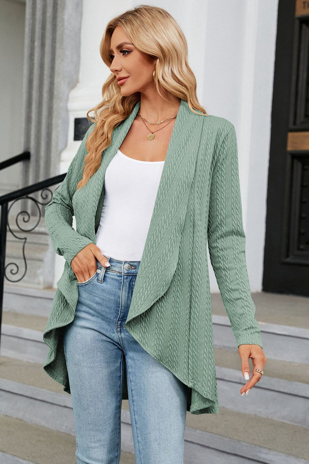 Open Front Long Sleeve Cardigan - The Boutie Shop