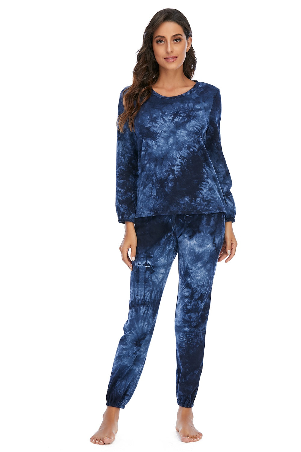 Tie-Dye Top and Drawstring Pants Lounge Set - The Boutie Shop