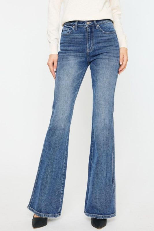 Kancan Cat's Whiskers High Waist Flare Jeans - The Boutie Shop