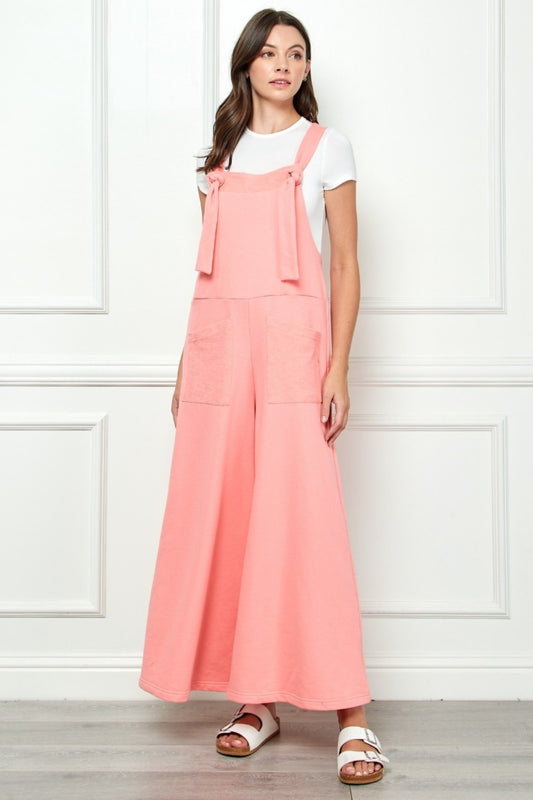 Veveret Wide Strap French Terry Overalls - The Boutie Shop