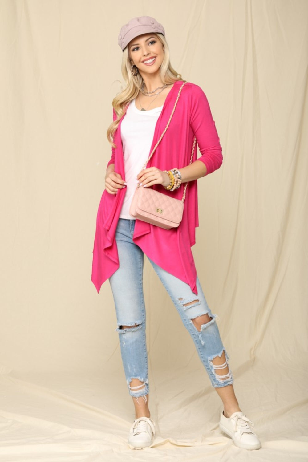 Celeste Full Size Open Front Knit Cardigan - The Boutie Shop