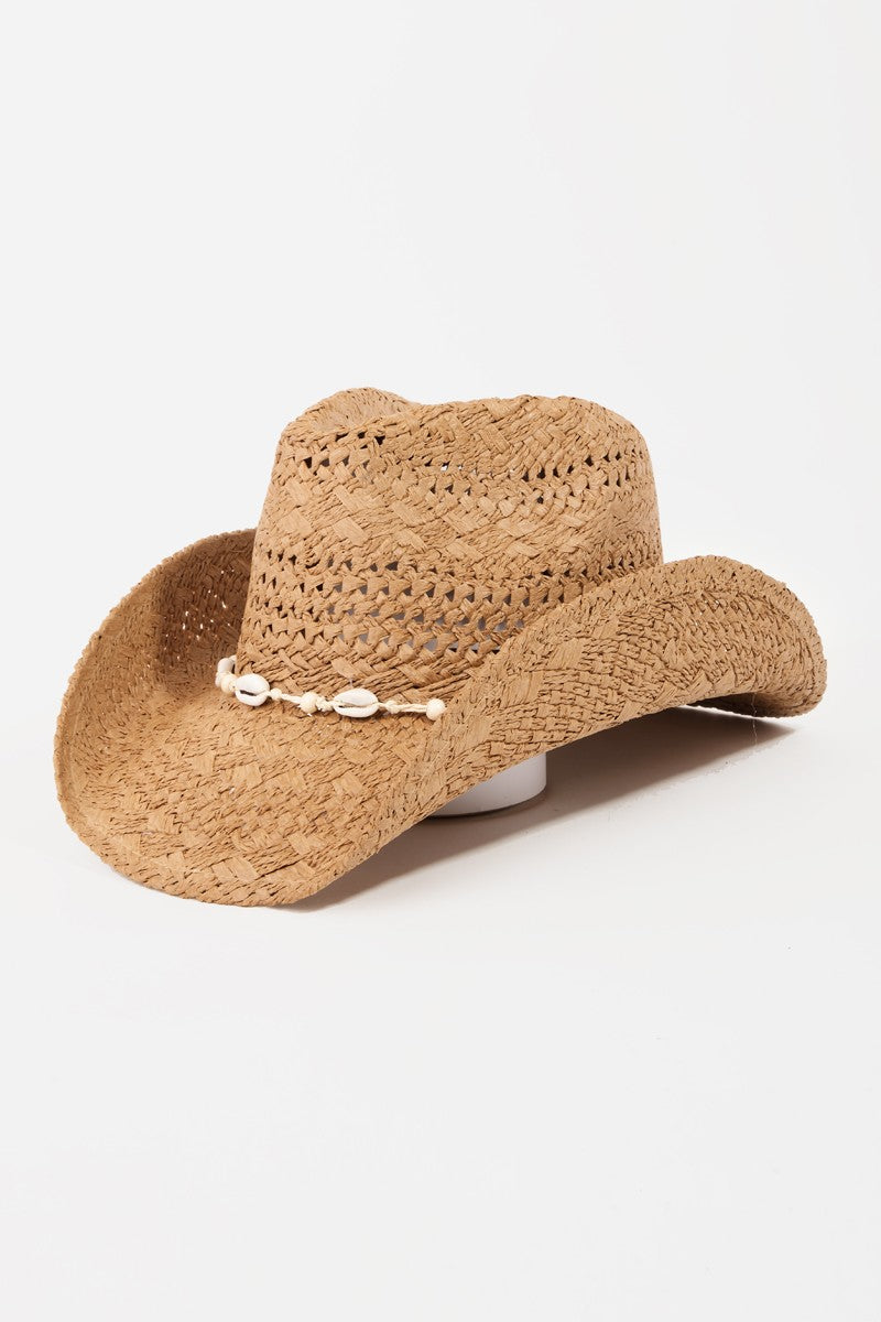 Fame Openwork Shell Weave Straw Hat - The Boutie Shop