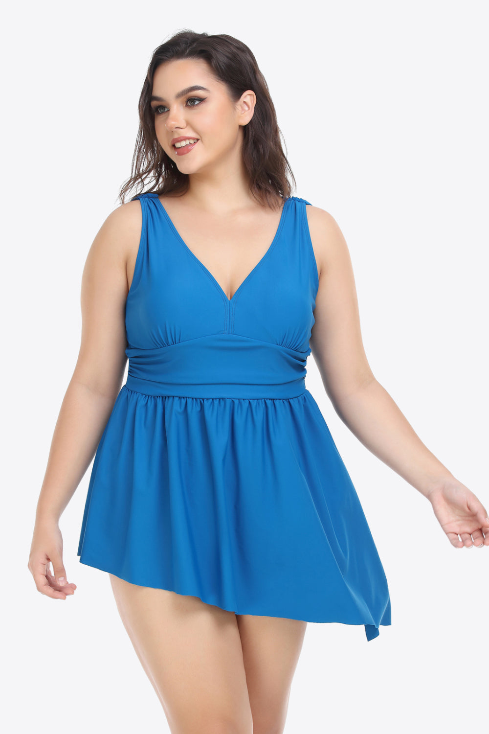 Plus Size Plunge Sleeveless Two-Piece Swimsuit - The Boutie Shop