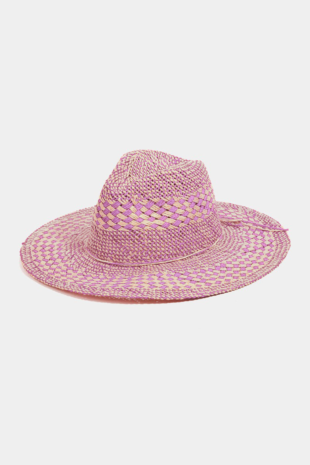 Fame Checkered Straw Weave Sun Hat - The Boutie Shop