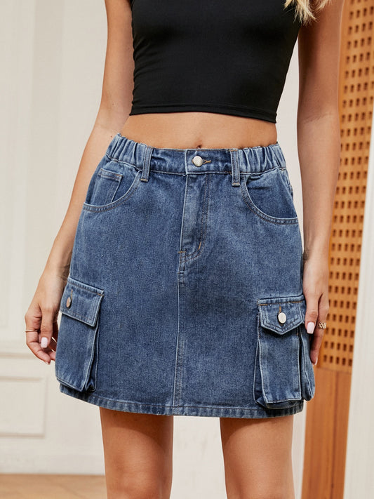 High Waist Denim Skirt - The Boutie Shop