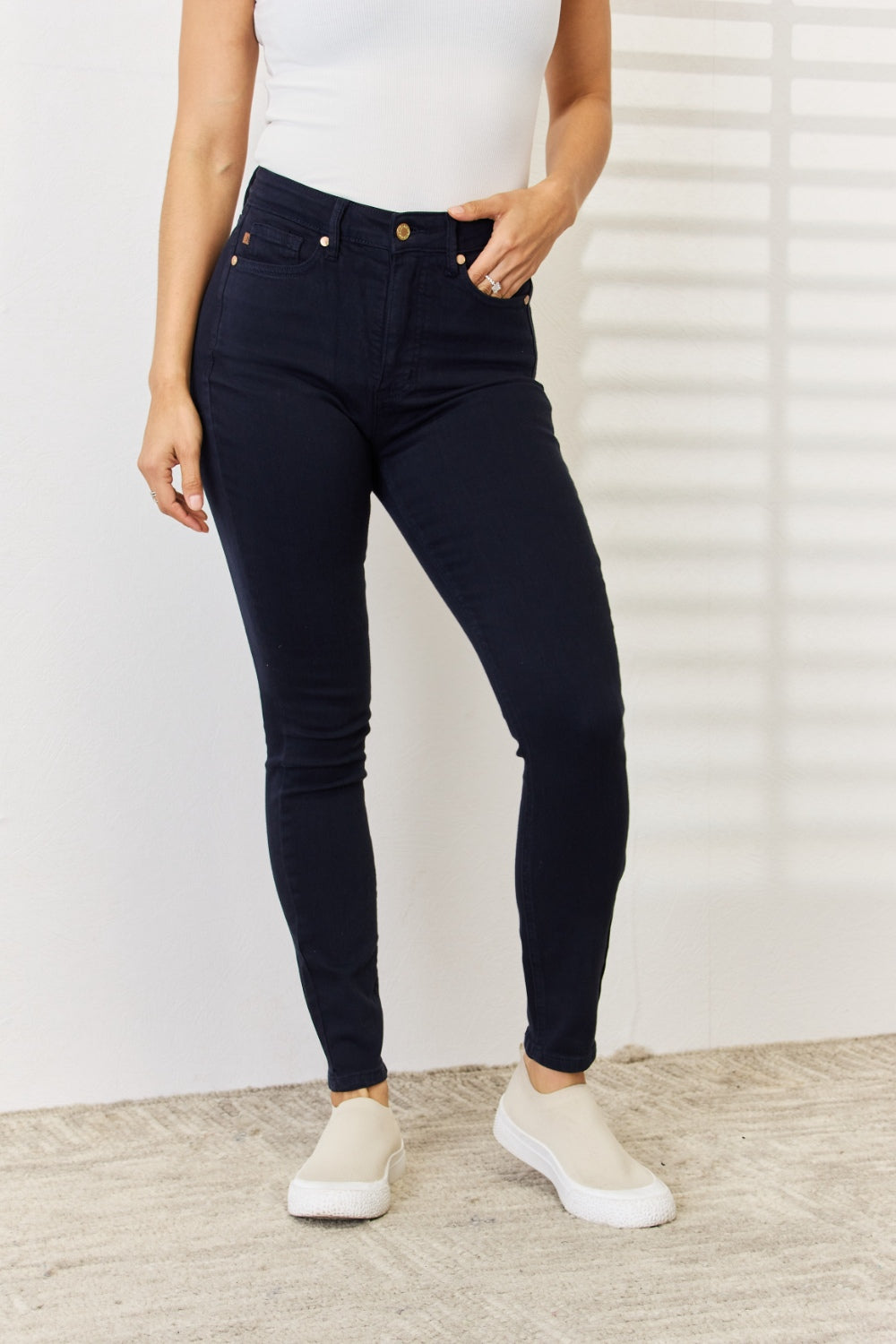 Judy Blue Full Size Garment Dyed Tummy Control Skinny Jeans - The Boutie Shop