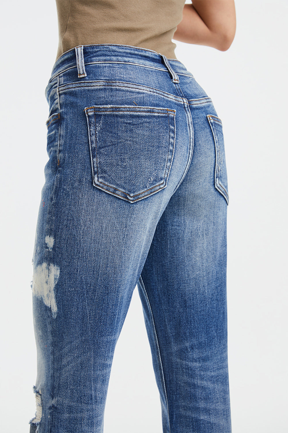 BAYEAS Full Size High Waist Distressed Paint Splatter Pattern Jeans - The Boutie Shop