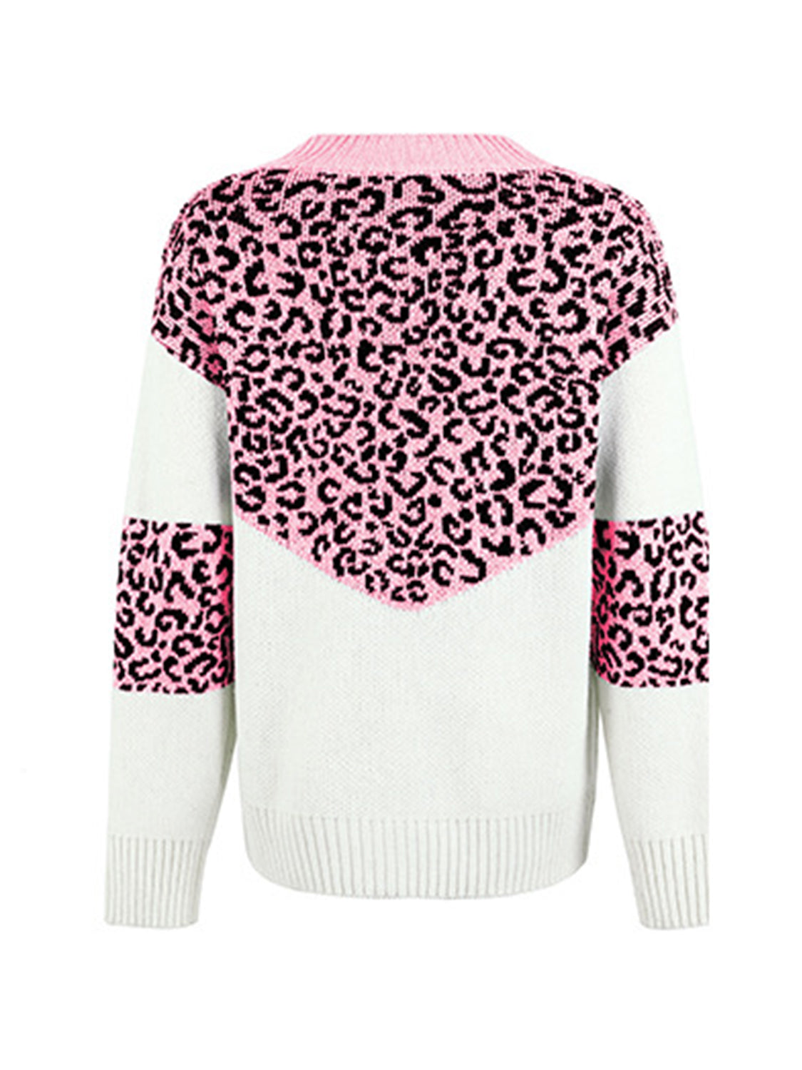 Leopard V-Neck Dropped Shoulder Sweater - The Boutie Shop