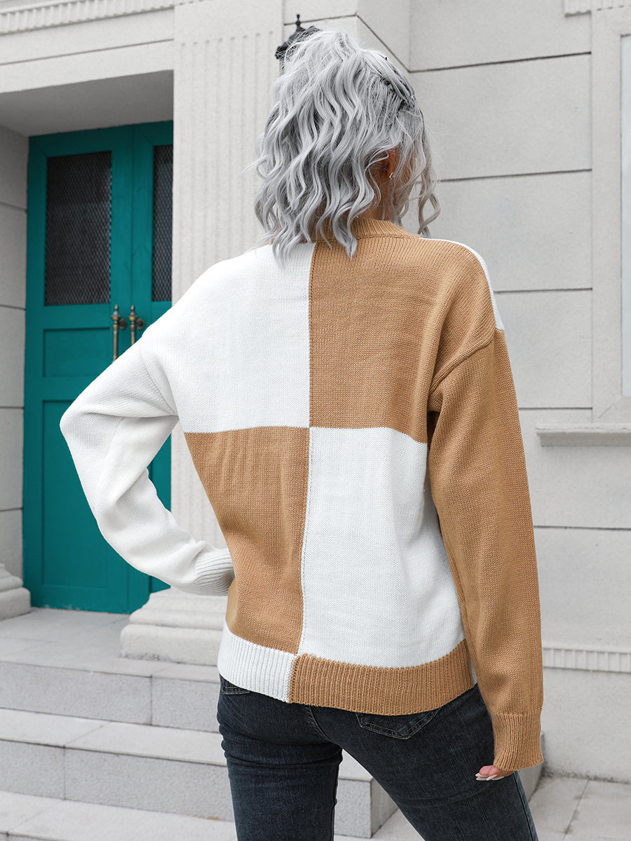 Contrast Drop Shoulder Sweater - The Boutie Shop