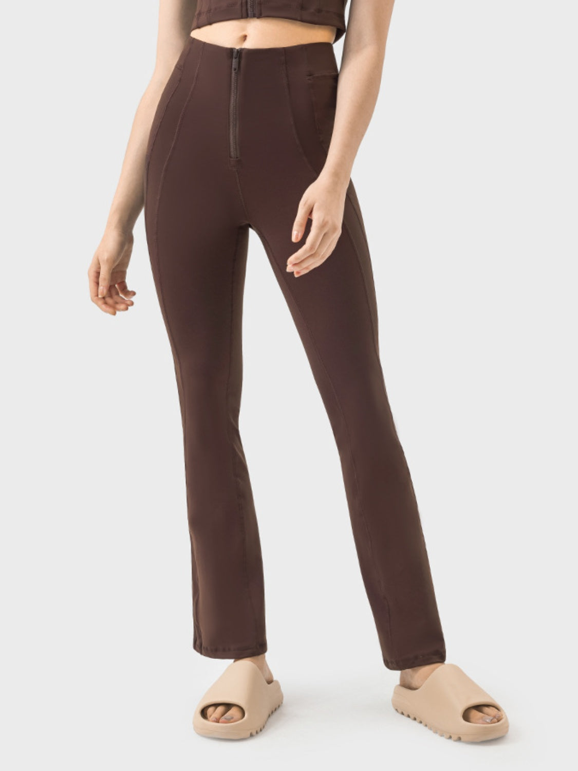 Millennia Zipper Detail High Waist Active Pants - The Boutie Shop