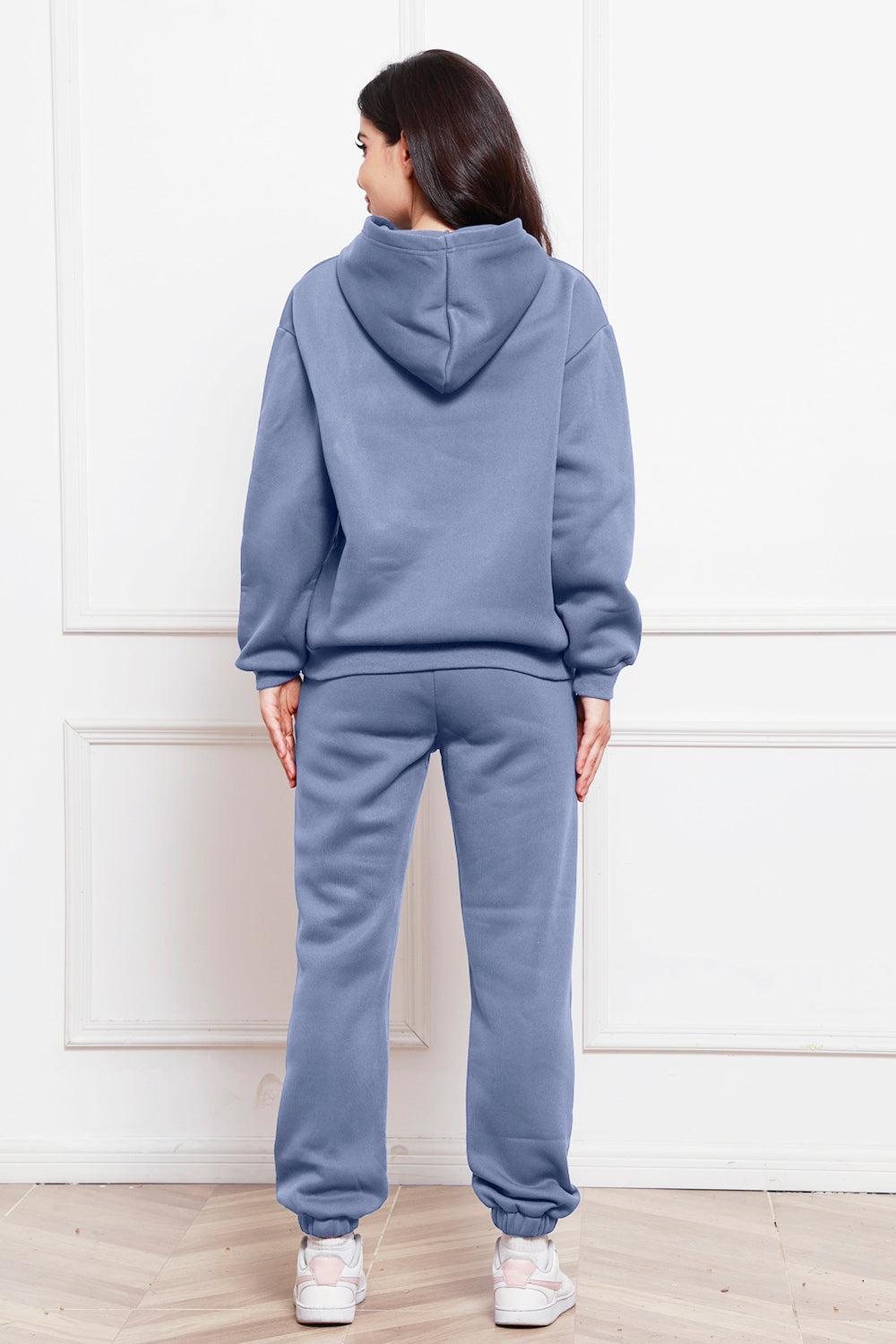 Drop Shoulder Long Sleeve Hoodie and Pants Set - The Boutie Shop